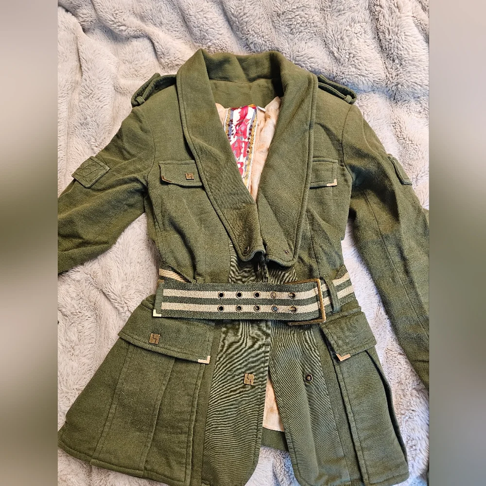 L.a.m.b - Military Style Women's Green Belted Jacket - Picture 1 of 5